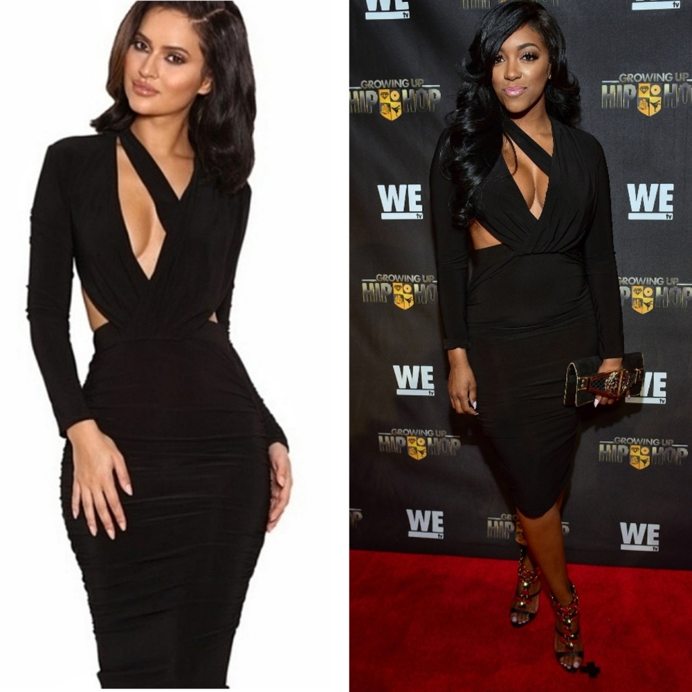 House of CB Elegant Black Cut-Out Midi Dress